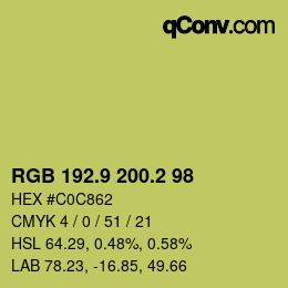 カラーコード: RGB 192.9 200.2 98 | qconv.com