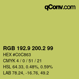 カラーコード: RGB 192.9 200.2 99 | qconv.com