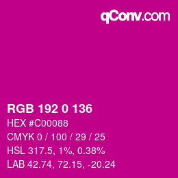 Color code: RGB 192 0 136 | qconv.com