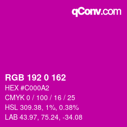 Color code: RGB 192 0 162 | qconv.com