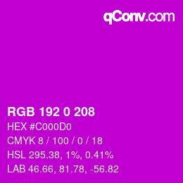 Color code: RGB 192 0 208 | qconv.com