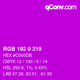 Color code: RGB 192 0 219 | qconv.com