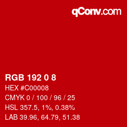 Color code: RGB 192 0 8 | qconv.com