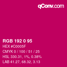 颜色代码: RGB 192 0 95 | qconv.com