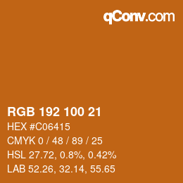 Color code: RGB 192 100 21 | qconv.com