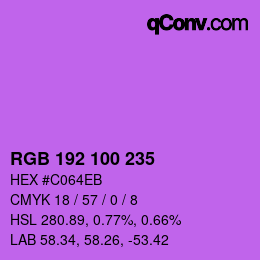 Color code: RGB 192 100 235 | qconv.com