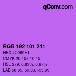 Color code: RGB 192 101 241 | qconv.com