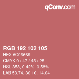 Color code: RGB 192 102 105 | qconv.com