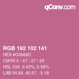 Color code: RGB 192 102 141 | qconv.com