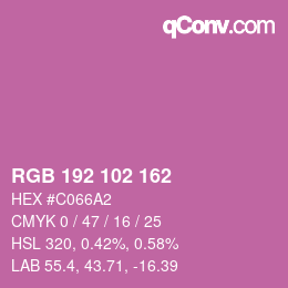 Color code: RGB 192 102 162 | qconv.com