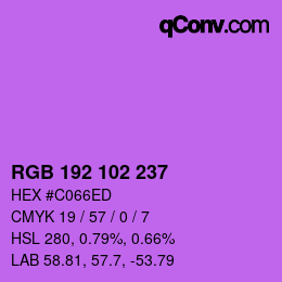 Color code: RGB 192 102 237 | qconv.com