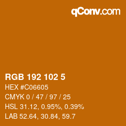 Color code: RGB 192 102 5 | qconv.com