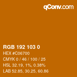 カラーコード: RGB 192 103 0 | qconv.com