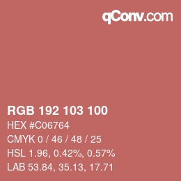 Color code: RGB 192 103 100 | qconv.com