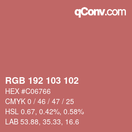 Color code: RGB 192 103 102 | qconv.com