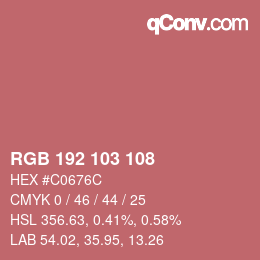 カラーコード: RGB 192 103 108 | qconv.com