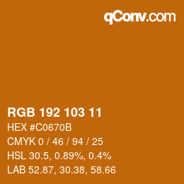 Color code: RGB 192 103 11 | qconv.com