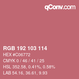 Color code: RGB 192 103 114 | qconv.com