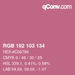Color code: RGB 192 103 134 | qconv.com