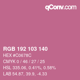 Color code: RGB 192 103 140 | qconv.com