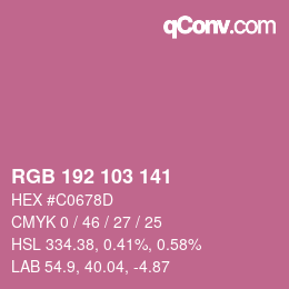 カラーコード: RGB 192 103 141 | qconv.com