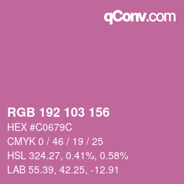 カラーコード: RGB 192 103 156 | qconv.com