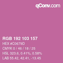 Color code: RGB 192 103 157 | qconv.com