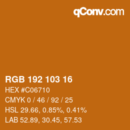 Color code: RGB 192 103 16 | qconv.com