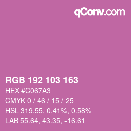 カラーコード: RGB 192 103 163 | qconv.com