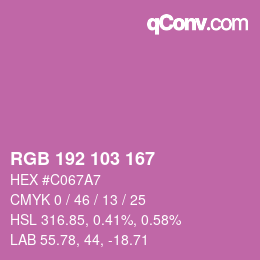 Color code: RGB 192 103 167 | qconv.com