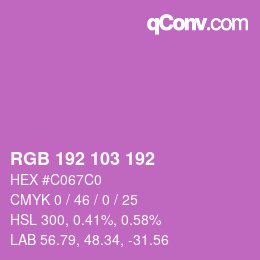 Color code: RGB 192 103 192 | qconv.com