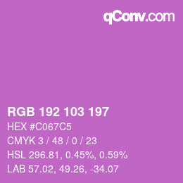 カラーコード: RGB 192 103 197 | qconv.com