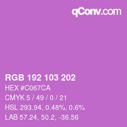 Color code: RGB 192 103 202 | qconv.com