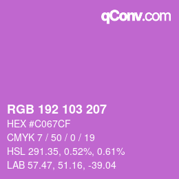Color code: RGB 192 103 207 | qconv.com