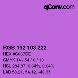 カラーコード: RGB 192 103 222 | qconv.com