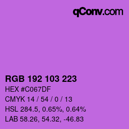 Color code: RGB 192 103 223 | qconv.com