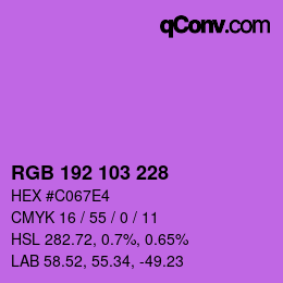 Color code: RGB 192 103 228 | qconv.com