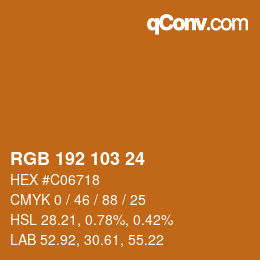 Color code: RGB 192 103 24 | qconv.com