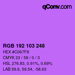 Color code: RGB 192 103 248 | qconv.com
