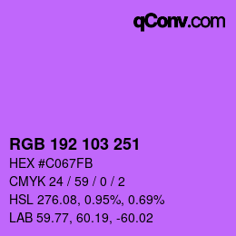 Color code: RGB 192 103 251 | qconv.com