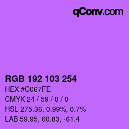 カラーコード: RGB 192 103 254 | qconv.com