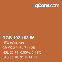 Color code: RGB 192 103 56 | qconv.com