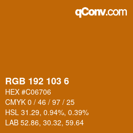 カラーコード: RGB 192 103 6 | qconv.com