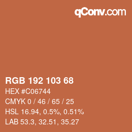 颜色代码: RGB 192 103 68 | qconv.com