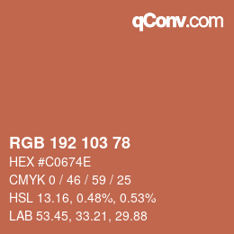 颜色代码: RGB 192 103 78 | qconv.com