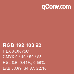 カラーコード: RGB 192 103 92 | qconv.com