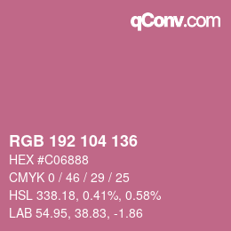 颜色代码: RGB 192 104 136 | qconv.com