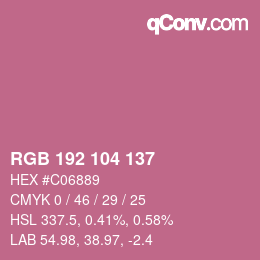 Farbcode: RGB 192 104 137 | qconv.com