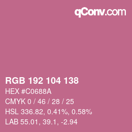 Farbcode: RGB 192 104 138 | qconv.com