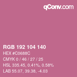 Código de color: RGB 192 104 140 | qconv.com